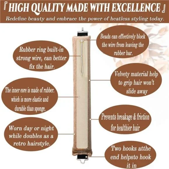 Heatless Hair Curler Overnight Blowout Rods Jumbo, Heatless Curls - Picture 3 of 7